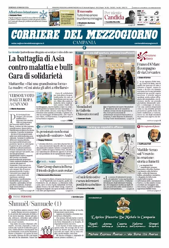 Prima-pagina-corriere del mezzogiorno-del-2024-05-19